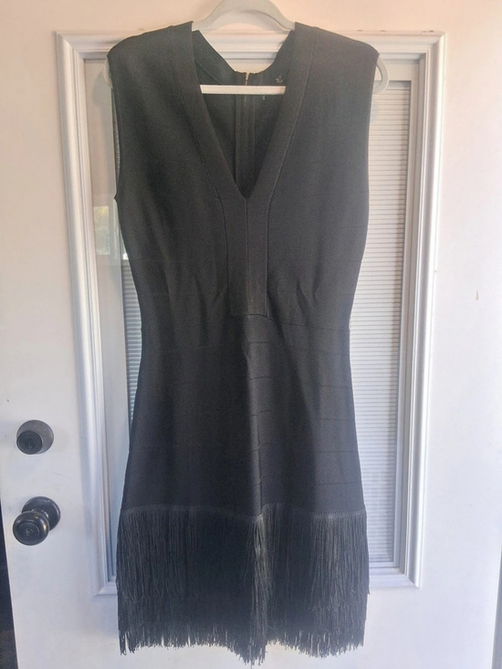 Hervé Léger Fringed Bandage Mini Dress Black